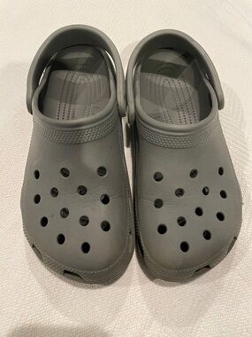 Kids Crocs Classic Lightweight Grey Clog Shoes - Comfortable Slip-On, Size 5